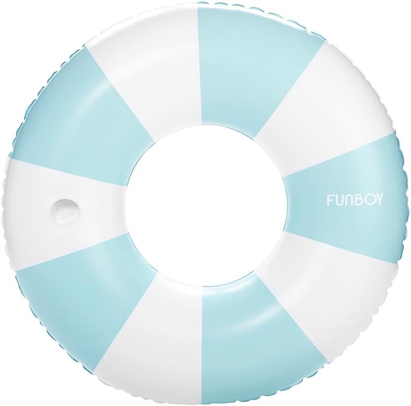 Giant Vintage Stripe Inflatable Tube Pool Float with Cup Holder 48" Large Pool Float for Adults Inner Tube Swimming Pool Toys Swim Rings Pool Lounger Float for Pool Party & Summer