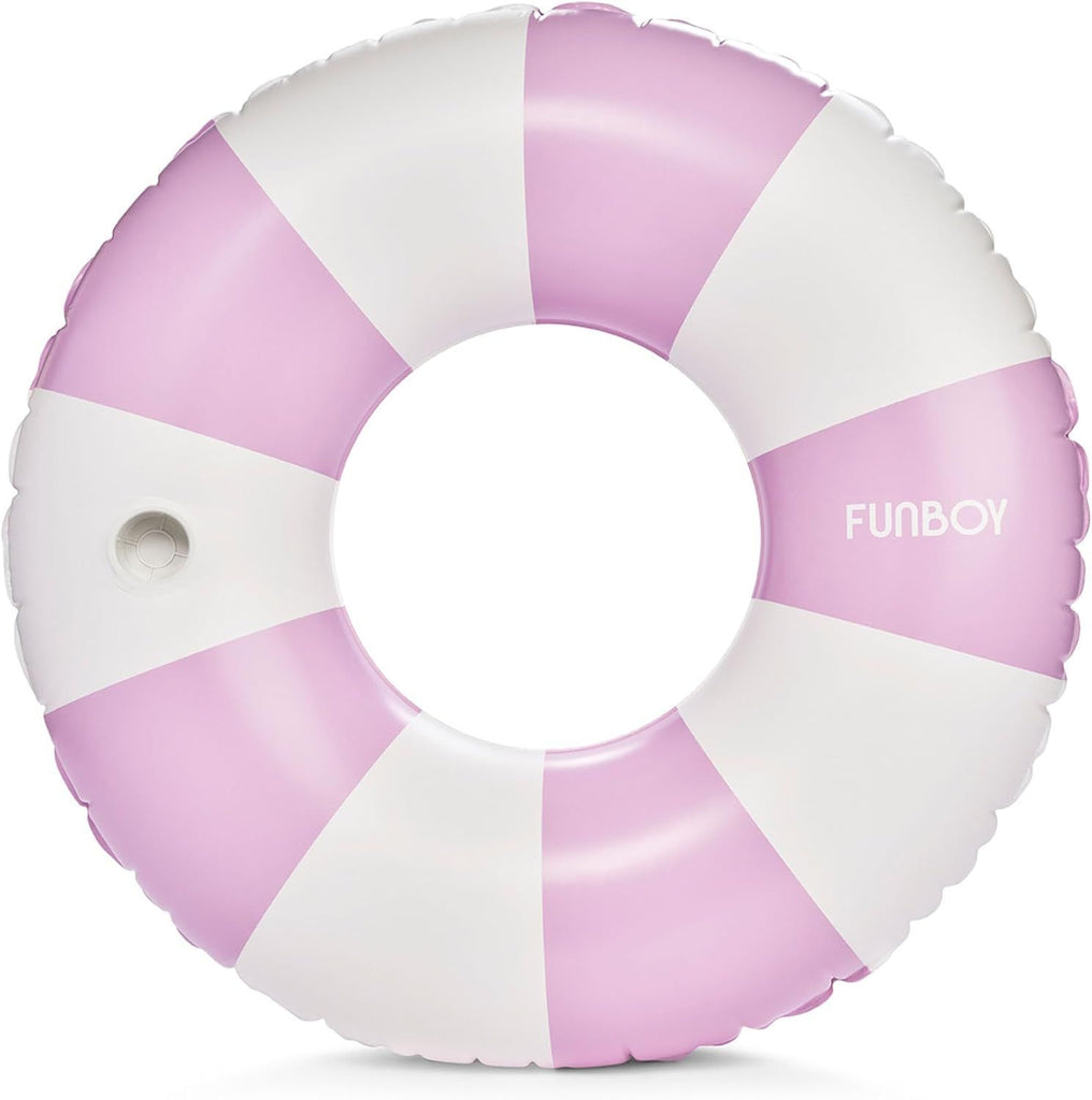 Giant Vintage Stripe Inflatable Tube Pool Float with Cup Holder 48" Large Pool Float for Adults Inner Tube Swimming Pool Toys Swim Rings Pool Lounger Float for Pool Party & Summer