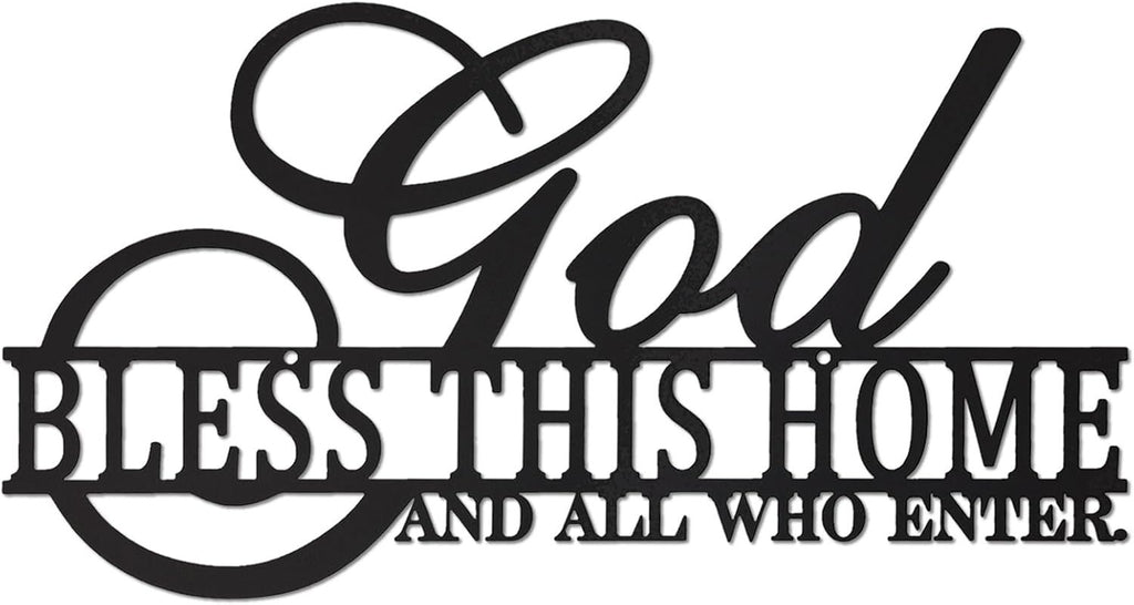 God Bless This Home Wall Decor Rustic Metal Home Sign for Farmhouse Entryway Living Room Kitchen Dining Room Decor