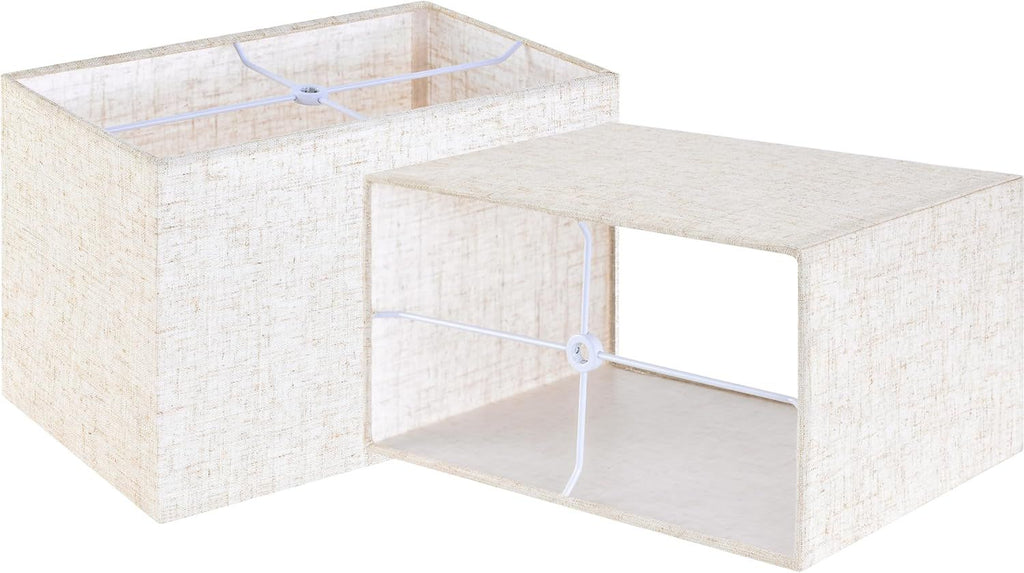 GOSO Set of 2 Small Beige Rectangular Lamp Shades, 6.7" x12.6" x8" (Spider) Rustic Rectangle Lampshade