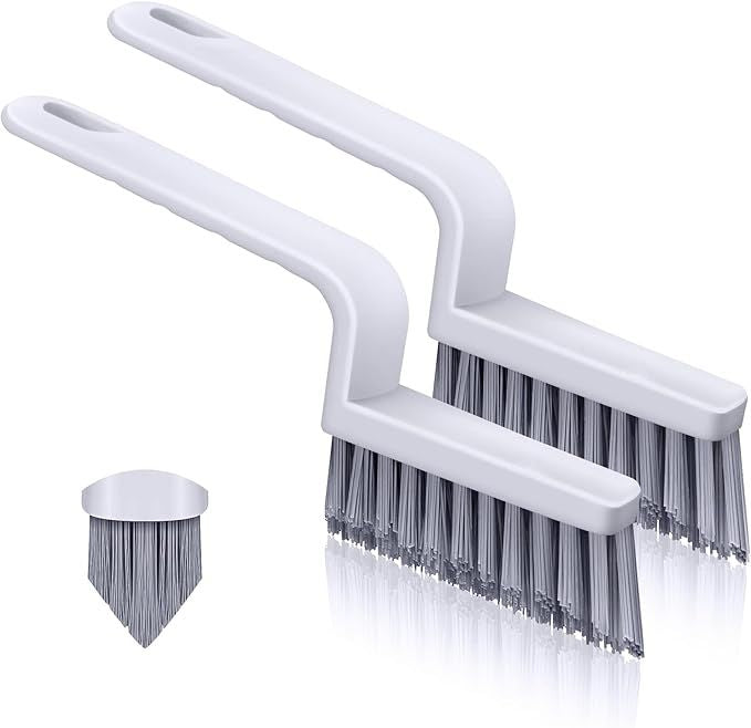 Grout Cleaner Brush V Shape, Stiff Grout Cleaning Brushes for Tile Floor, Handheld Grout Scrub Brush Set for Shower, Bathroom, Kitchen, Household Use,2 pcs