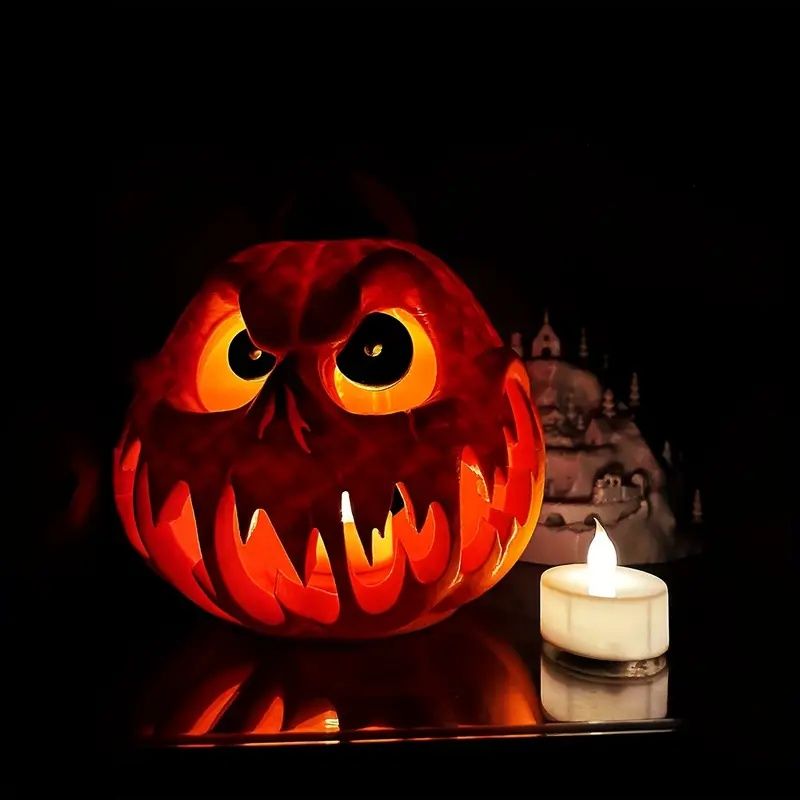 Halloween Party Props for Outdoor Elegant Skull Head Pumpkin Shape Light Ornament Festival Celebration Embellishment