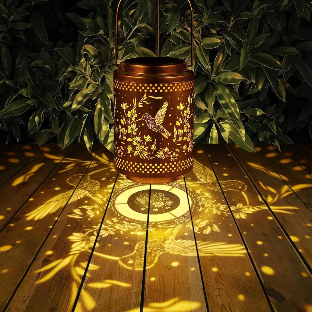 Hummingbird Solar Lanterns Garden Decor Birthday Gifts for Women Mon Grandma Metal Hanging Solar Lights Outdoor Decoration for Outside LED Lanterns for Yard Patio Lawn Pathway Landscape