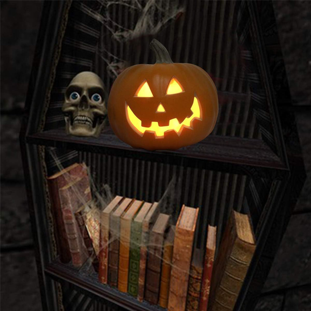 Lantern Halloween Pumpkin Lights- Waterproof Pre-lit Pumpkin Lighted JackoLantern for Halloween Porch, Party, Front Door, Fireplace Indoor and Outdoor Holiday Decorations, Sad Face, 10 inch