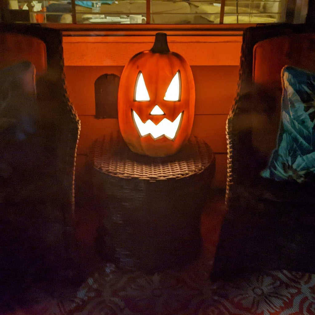 Lantern Halloween Pumpkin Lights- Waterproof Pre-lit Pumpkin Lighted JackoLantern for Halloween Porch, Party, Front Door, Fireplace Indoor and Outdoor Holiday Decorations, Sad Face, 10 inch