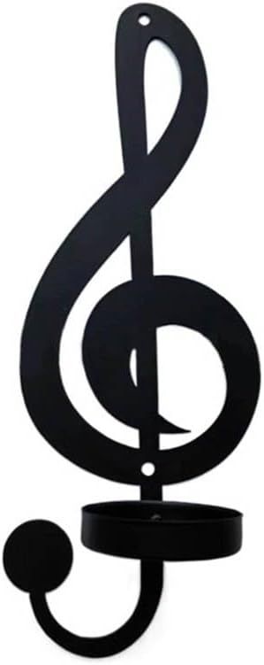 Leadigol Music Note Candle Holder,Black Metal Wall Sconce Romantic Simple Note Key Shape Candle Holders Wall Mount Candlestick Candle Holders