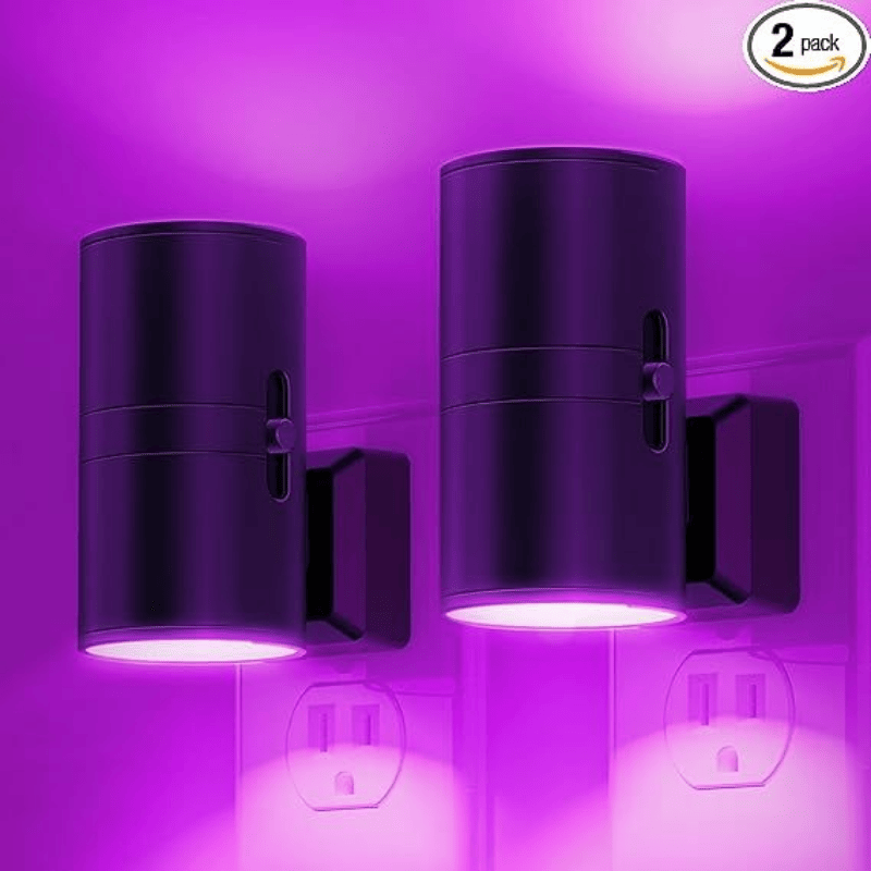 LED Purple Night Light, Purple Lights, Night Lights Plug into Wall with Light Sensor, 0-100LM Dimmable Night Lights Decorative for Christmas Halloween Holiday, Home Decor, Party Decor, 2 Pack
