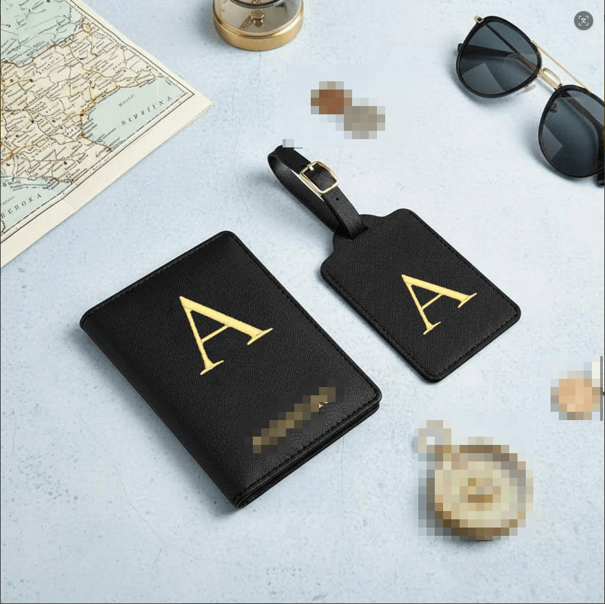 Light Luxury Embroidered Letter Passport Holder Set, PU Leather Document Folder, Anti-lost Luggage Tag for Travel Check-in