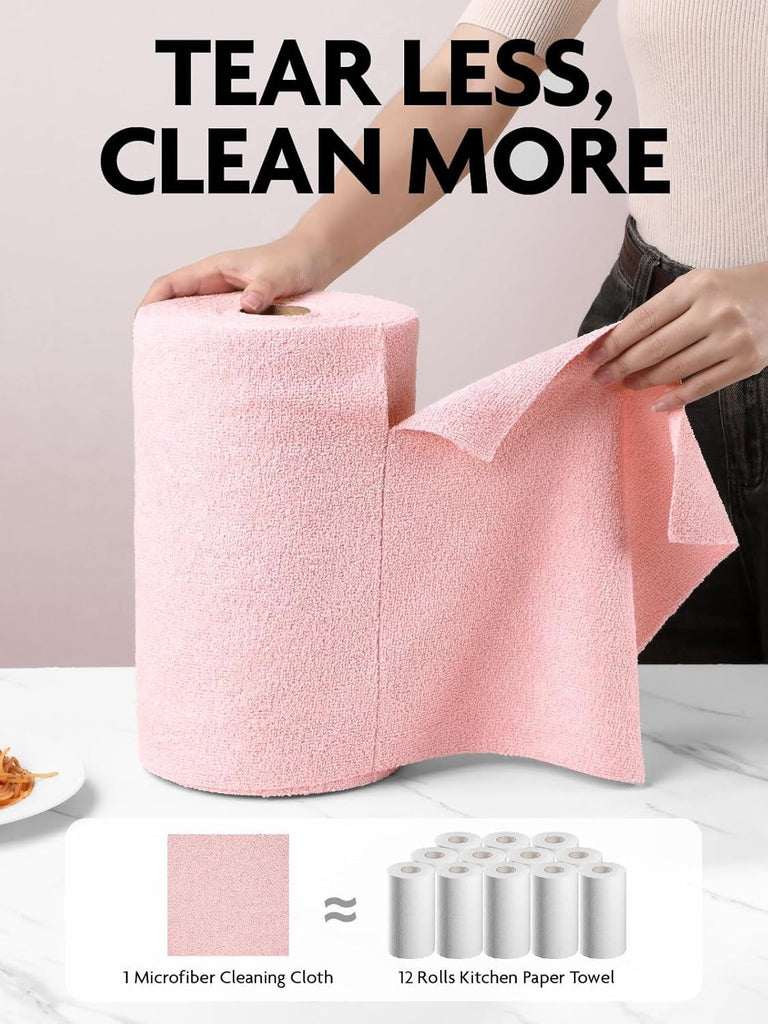 Microfiber Cleaning Cloth Roll -150 Pack, Tear Away Microfiber Towels, 12" x 12", Reusable, Washable, Ultra Absorbent Dishcloth for All-Around Cleaning Supplies