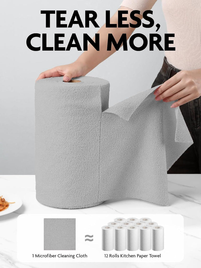 Microfiber Cleaning Cloth Roll -75 Pack, Tear Away Microfiber Towels, 12" x 12", Reusable, Washable, Scratch Free, Ultra Absorbent Dishcloth for All-Around Cleaning Supplies