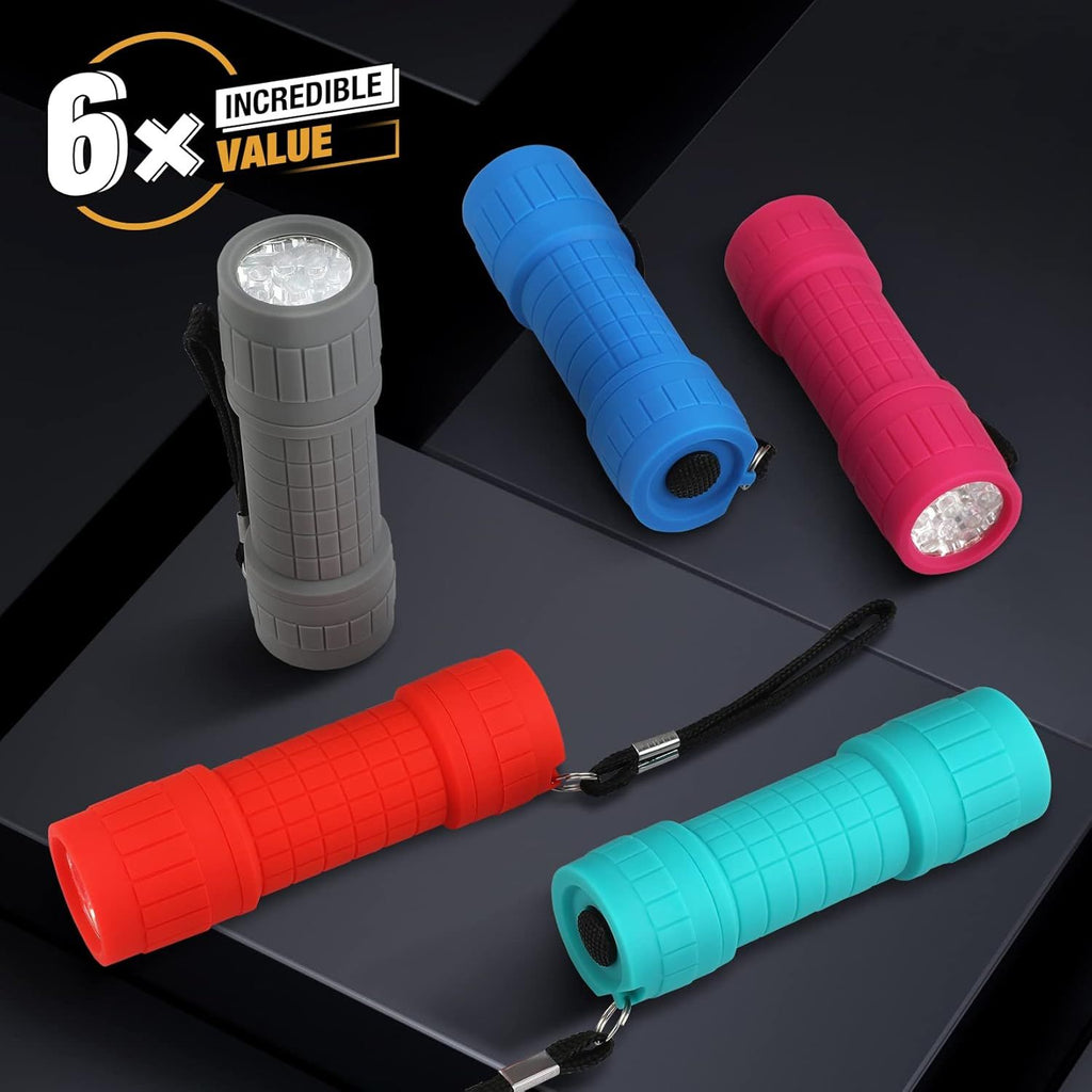 Mini Flashlight 3-Pack, Small Flash Lights 9 AAA Batteries Included, Pink/Green/Blue LED Flashlights with Lanyard for Camping/Emergencies, Christmas Gifts
