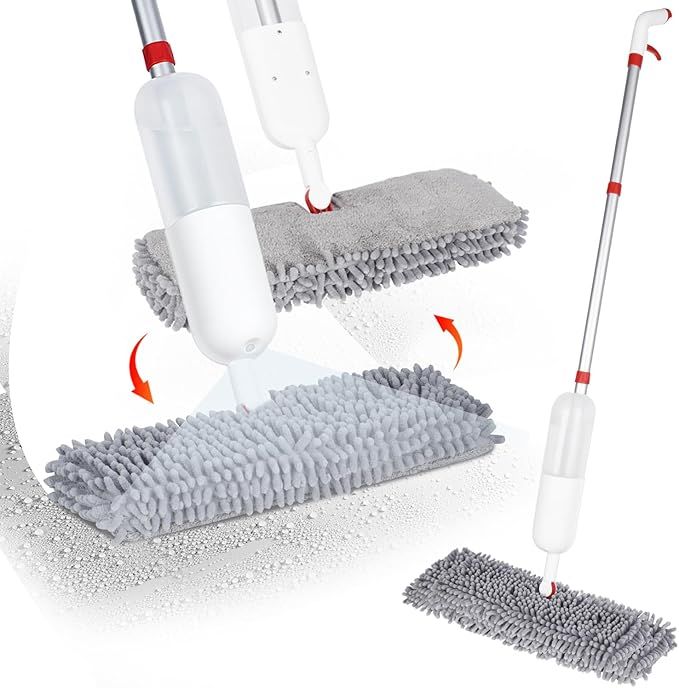 Mop for Floor Cleaning - 2-in-1 Double-Sided Microfiber Spray Mop with Flip Design, 3 Reusable Pads, for Laminate, Ceramic, Tile, Vinyl - Home & Commercial Use