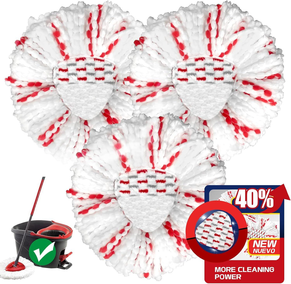 Mop Head Replacement  40% More Cleaning Power 3 Pack Spin Mop Replacement Head for Easy Wring 1 Tank System, Easy Cleaning, Microfiber and Machine Washable
