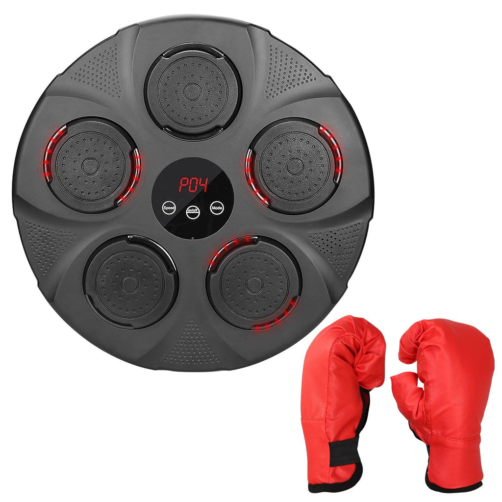 Music Boxing Machine Electronic Wall Target Punching Pad LED Lighted Sandbag Boxing Training Machine Exercise Equipment with Adult Boxing Gloves