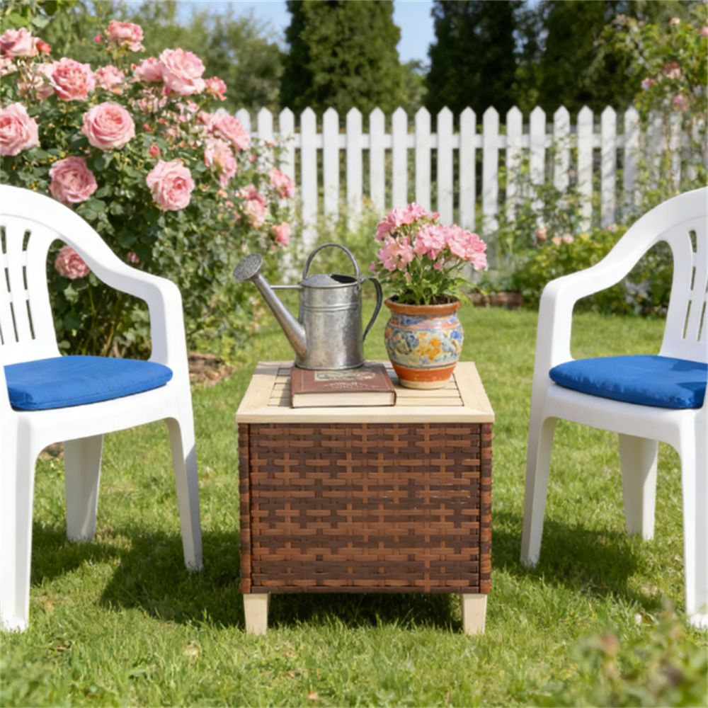 Outdoor side table, terrace table, garden table, coffee table, brown (table only)