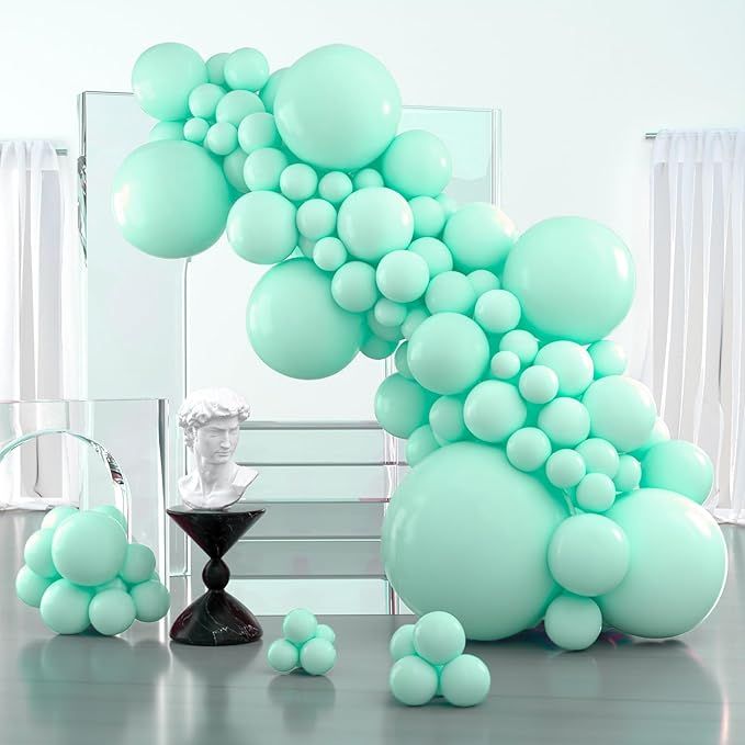 PartyWoo Mint Balloons, 100 pcs Pastel Teal Different Sizes Pack of 36 Inch 18 Inch 12 Inch 10 Inch 5 Inch Pastel Turquoise for Balloon Garland or Arch as Party Decorations, Mint-Q03