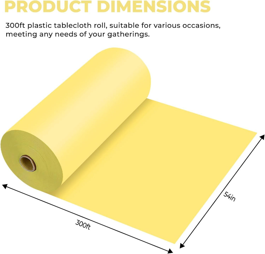 Plastic Table Cover Roll Premium Disposable Plastic Tablecloth for All Type/Shape Tables