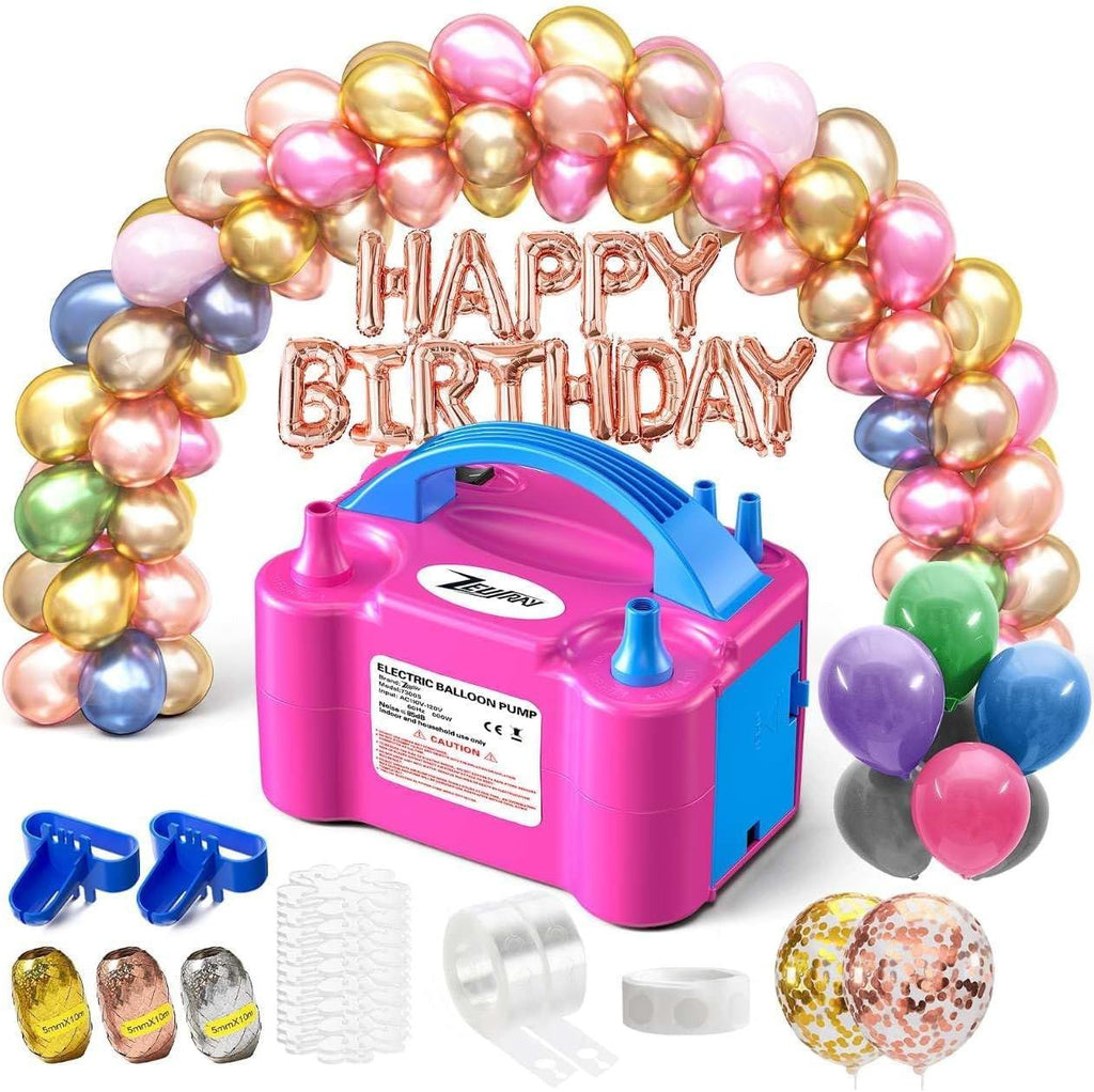 Portable Electric Balloon Pump - 110V 600W Dual Nozzle Balloon Inflator Pump with 113 accessories Decorations for Party