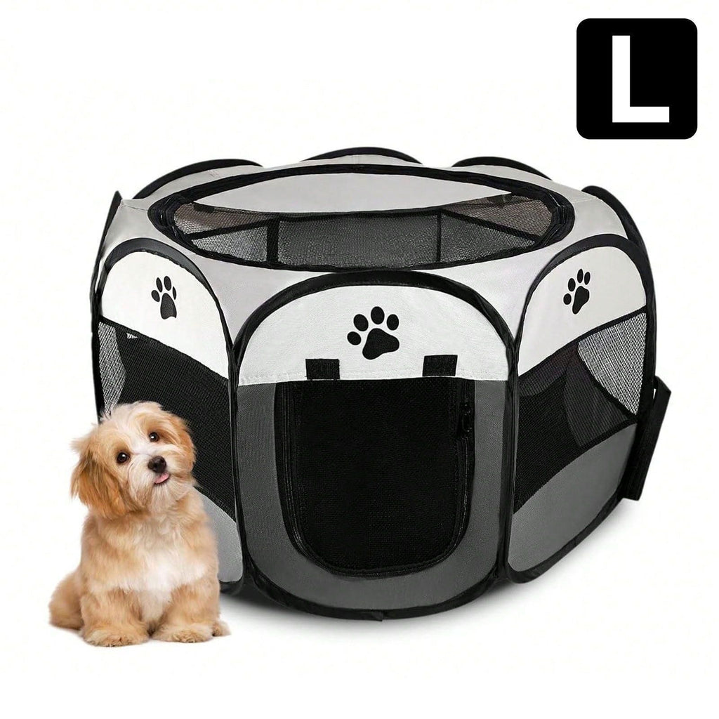 Portable Foldable Octagonal Pet Whelping Box, Breathable Mesh Pet Playpen for Cats & Dogs, Travel Carrying Cat Birthing Crate