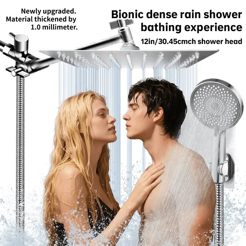 Premium Square Rain Shower System - 11-inch Adjustable Arm & High-Pressure Flow for Luxury Bathing