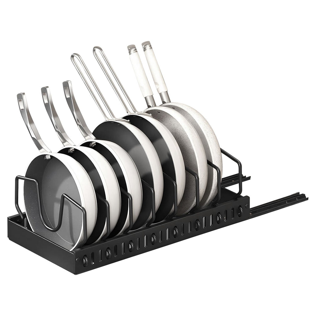 Pull Out Pots And Pans Organizer Under Cabinet With 8 Adjustable Dividers Rustproof Carbon Steel Sliding Pots Holder For Kitchen Cookware Bakeware Pots Lids Storage