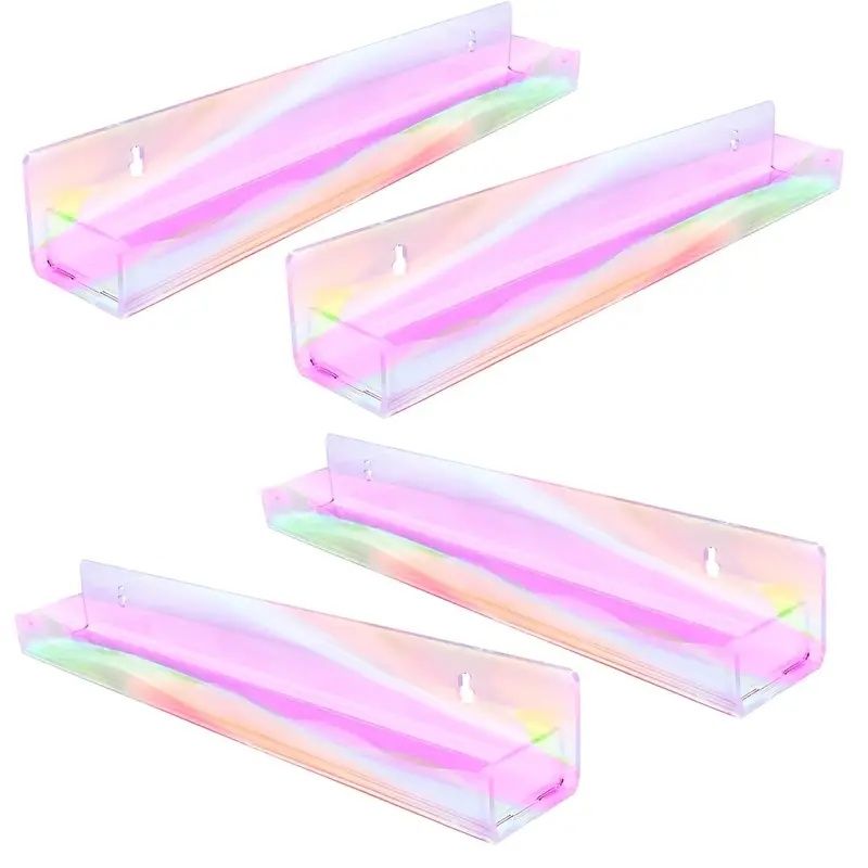 Rainbow Nail Polish Wall Organizer - Multi-Purpose Plastic Storage Rack with 6 Compartments for Nail Polish, Makeup Essentials & More - Vibrant Rainbow Design for Stylish Home Decor, Hanging Jewelry O
