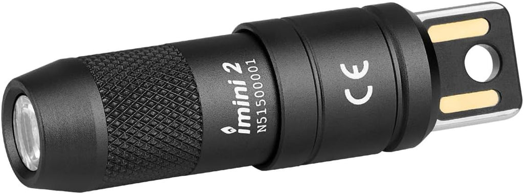 Rechargeable Keychain Flashlight, 50 Lumens Compact and Portable LED Keyring Lights with Built-in Battery Ideal for Everyday Carry and Emergencies (Black)