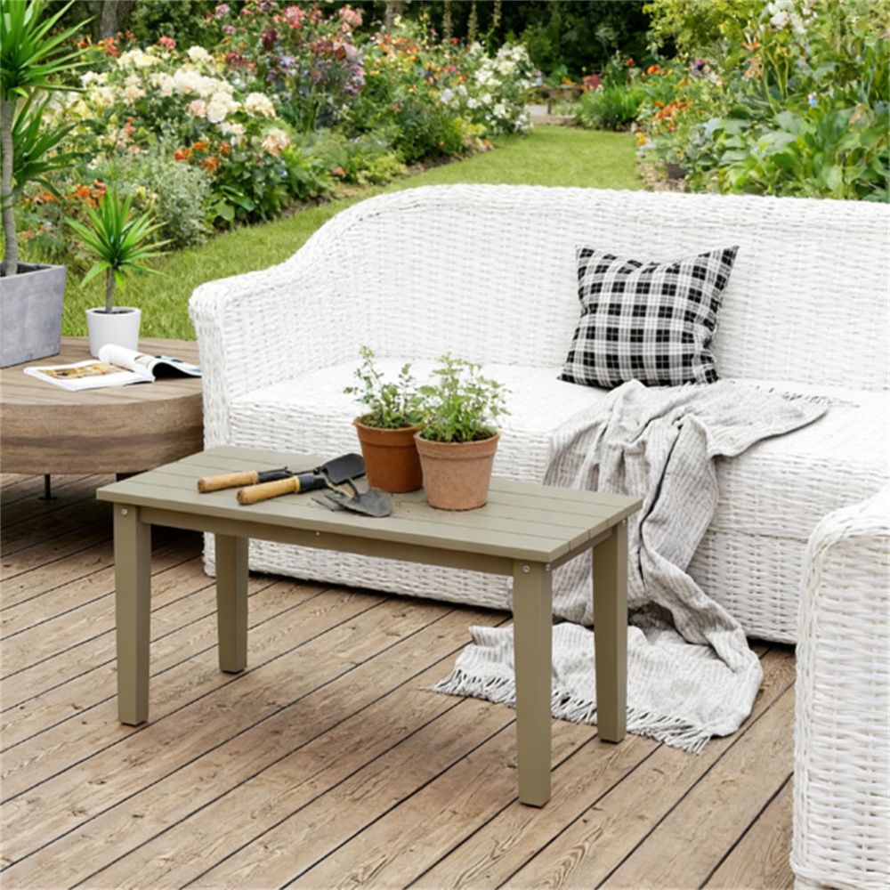 Rectangular dining table, outdoor coffee table, terrace table, garden table, brown (table only)