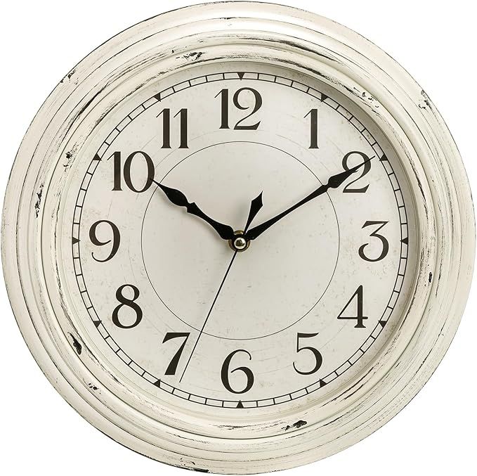 Silent Wall Clock, 12 Inch Vintage Non Ticking Quartz Battery Operated Round Clock, Rustic Wall Clock for Living Room Kitchen Home Office Classroom School