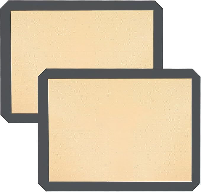 Silicon Baking Mats, 15.7"x11.8" 2-Pack Reusable Silicon Baking Mat Sheet, Baking Sheets Non-Stick, Food Safe Baking Mats Can Be Used For Baking Cookies, Bread, Pizzas