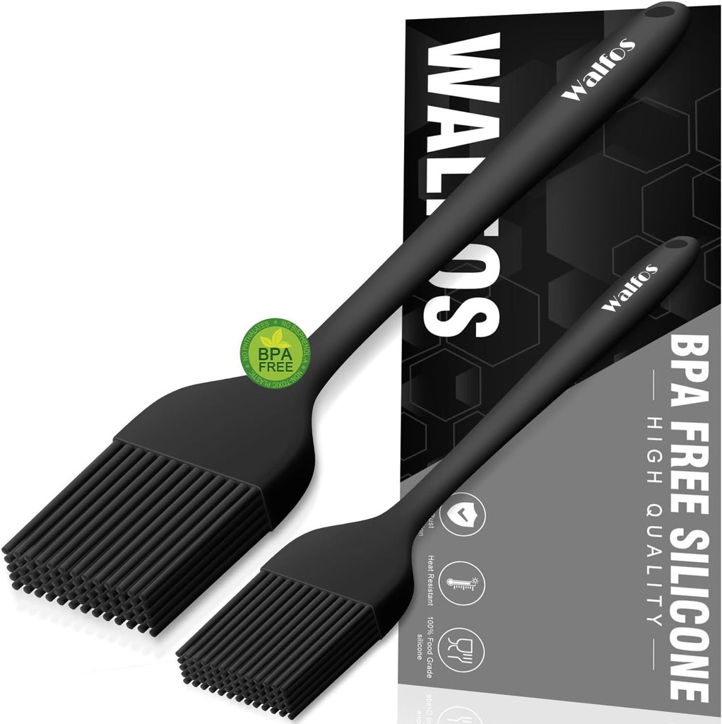 Silicone Basting Pastry Brush, Heat Resistant Pastry Brush Set, Strong Steel Core and One-Pieces Design, Perfect for BBQ Grill Baking Kitchen Cooking, BPA Free and Dishwasher Safe (2 Pcs)