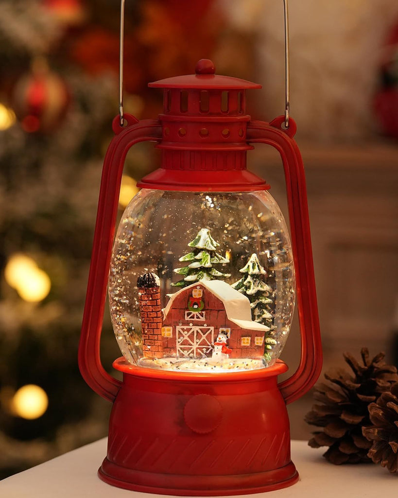 Snow Globe Christmas Decorations - Musical Christmas Snow Globes with 6H Timer,Christmas Village Lighted Scene Snow Globes Lantern USB or Battery Powered,Christmas Decorations Decor for Home
