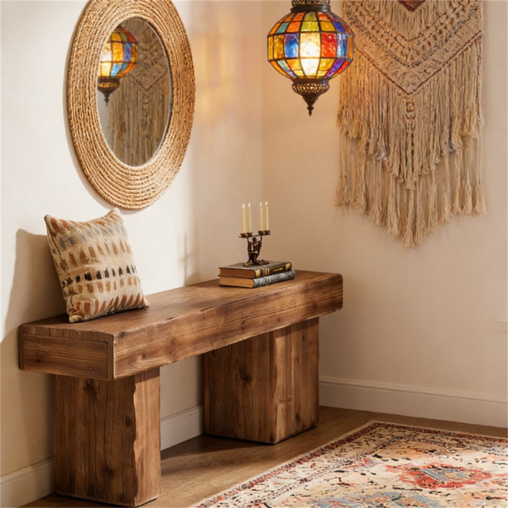 Solid wood entrance benches, farmhouse entrance chairs, and indoor bed end benches can be used in living rooms, bedrooms, and corridors