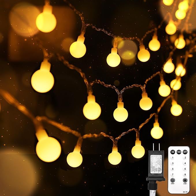 String Lights for Bedroom, 99ft 300 Led Connectable Globe String Lights Indoor, Hanging Fairy Lights Plug in with Remote for Kids Room Dorm Classroom Outdoor Christmas Tree Decor, Warm White
