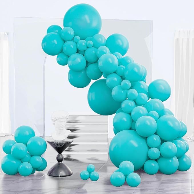 Teal Balloons 123pcs Different Sizes Pack of 18 12 10 5 Inch Turquoise Dark Teal Balloon Arch Kit for Baby Shower Gender Reveal Graduation Mermaid Birthday Pool Party Decorations Blue-Y69