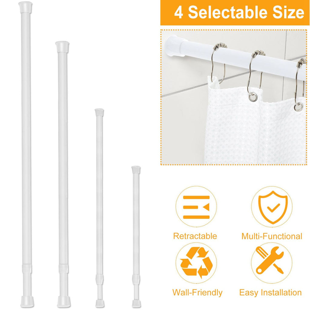Tension Curtain Rod Spring Load Adjustable Curtain Pole Heavy-Duty Steel 4 Sizes for Bathroom Wardrobe Kitchen Balcony 50cm