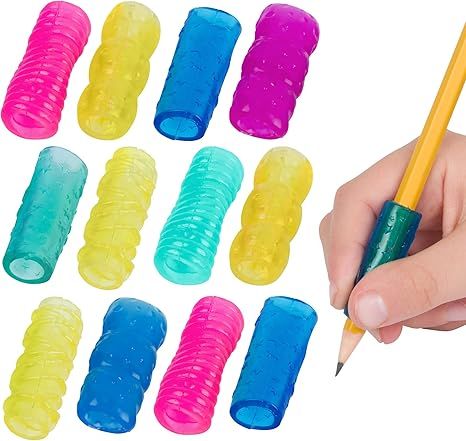 The Classics 12-Pack Extreme Gel Pencil Grips, Assorted Colors and Shapes, 1.3-Inch Long (TPG-16512)