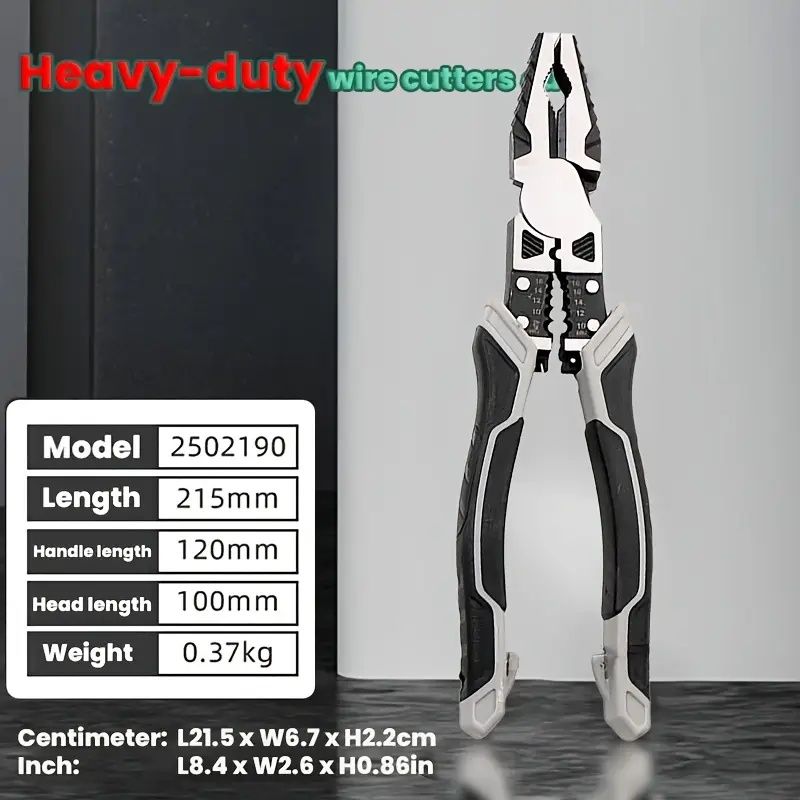 Tiger Pliers, Five In One Multifunctional Pliers Set, Industrial Grade with PVC Handle, Professional Manual Tools, Automatic Wire Stripper And Cutter - Metal