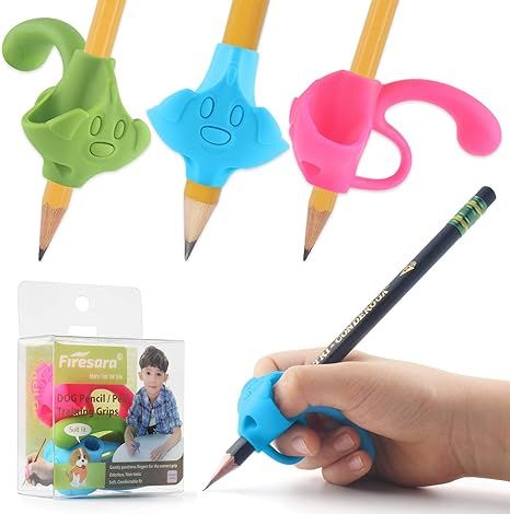 training grips for pencil, Original Training Grips Puppy Design Posture Correction for Kids Preschoolers Children Adults Special Needs Handwriting Aid for Lefties or Righties (3PCS)
