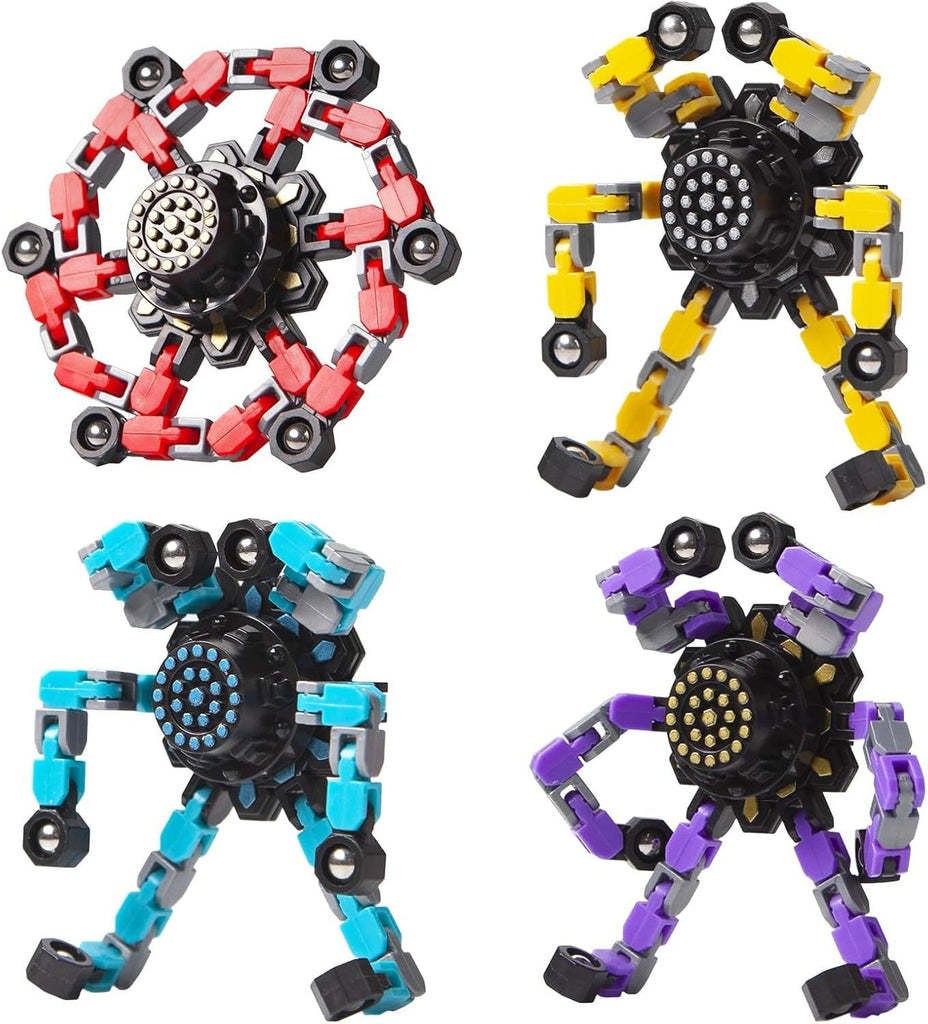 Transformable Fidget Spinners Toys 4 Pcs for Kids and Adults Stress Relief Sensory Toys for Boys and Girls Age 8-13 Fingertip Gyros Easter Party Favors Birthday Gifts for Teens Travel Toys