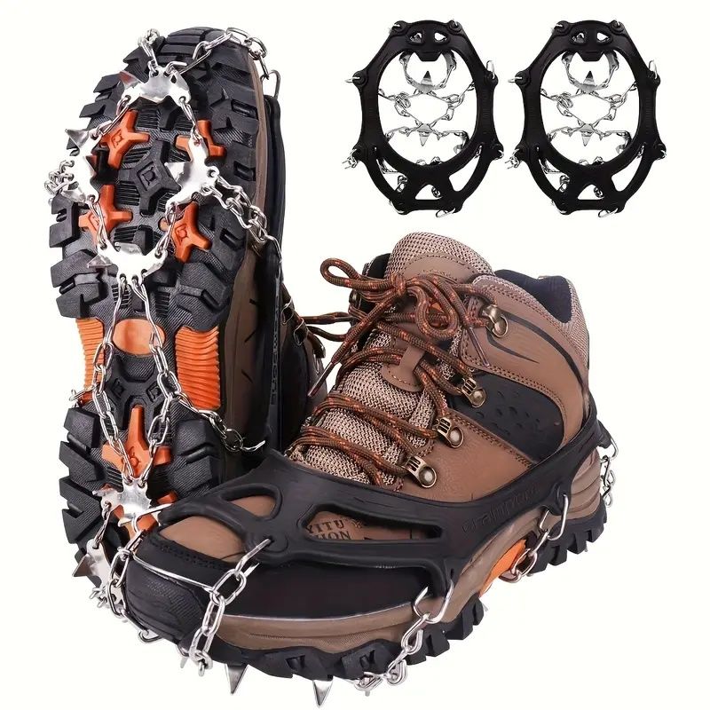 Universal Anti-slip Grip Spikes, 2025 Upgraded Universal Anti-slip Spikes for Ice Skates And Boots, with 19 Steel Spikes, Ice And Snow Grip Spikes, Suitable for Hiking, Walking, And Rock Climbing.