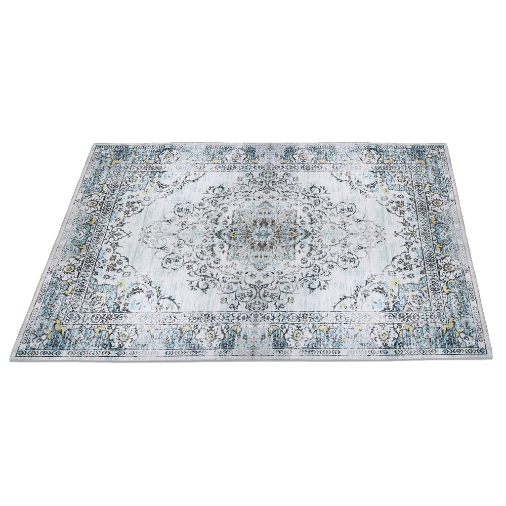 Vintage Area Rug Modern Non Slip Carpet Boho Low Pile Soft Rug Waterproof Machine Washable Rug for Living Room Bedroom Kitchen Dining Room Under Table