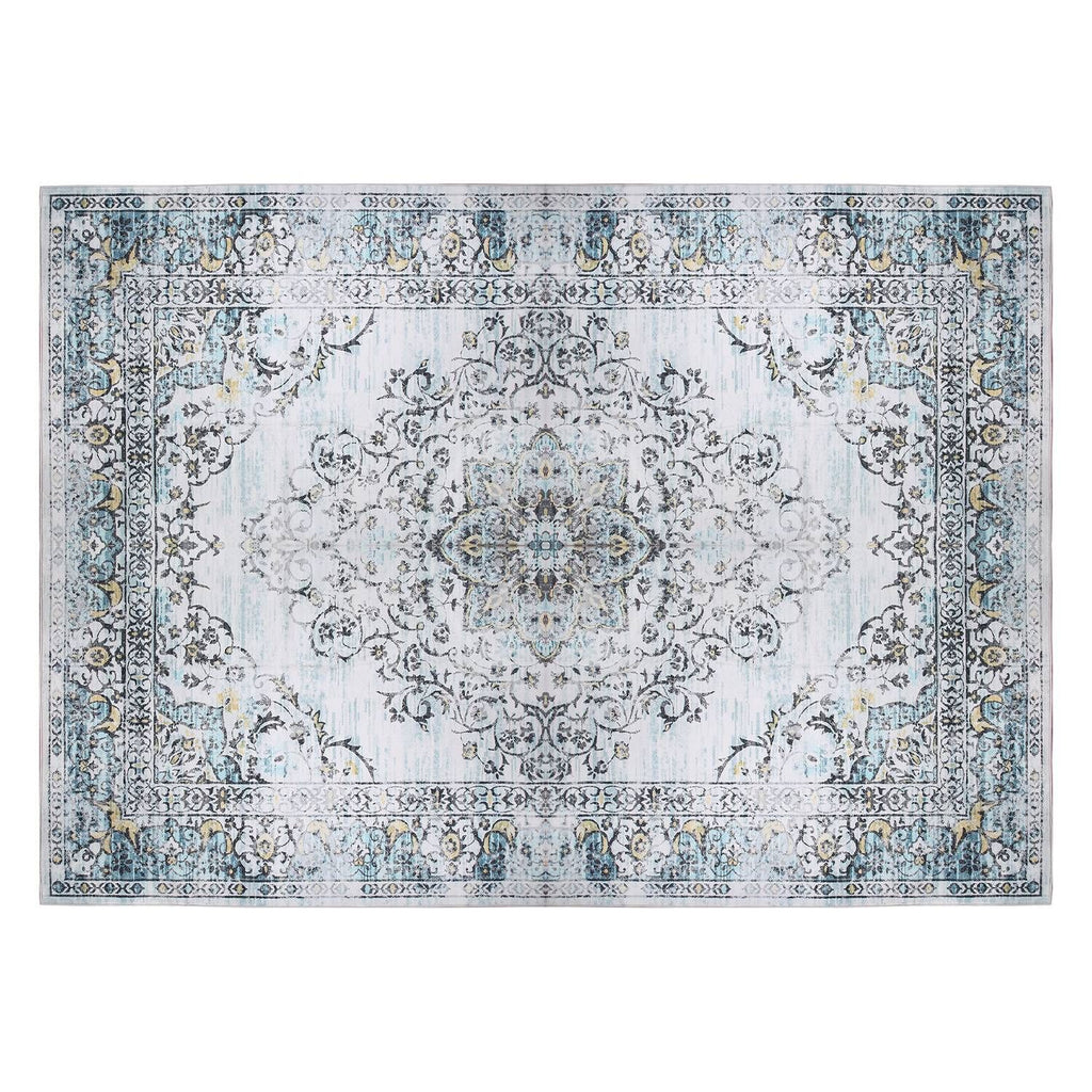 Vintage Area Rug Modern Non Slip Carpet Boho Low Pile Soft Rug Waterproof Machine Washable Rug for Living Room Bedroom Kitchen Dining Room Under Table