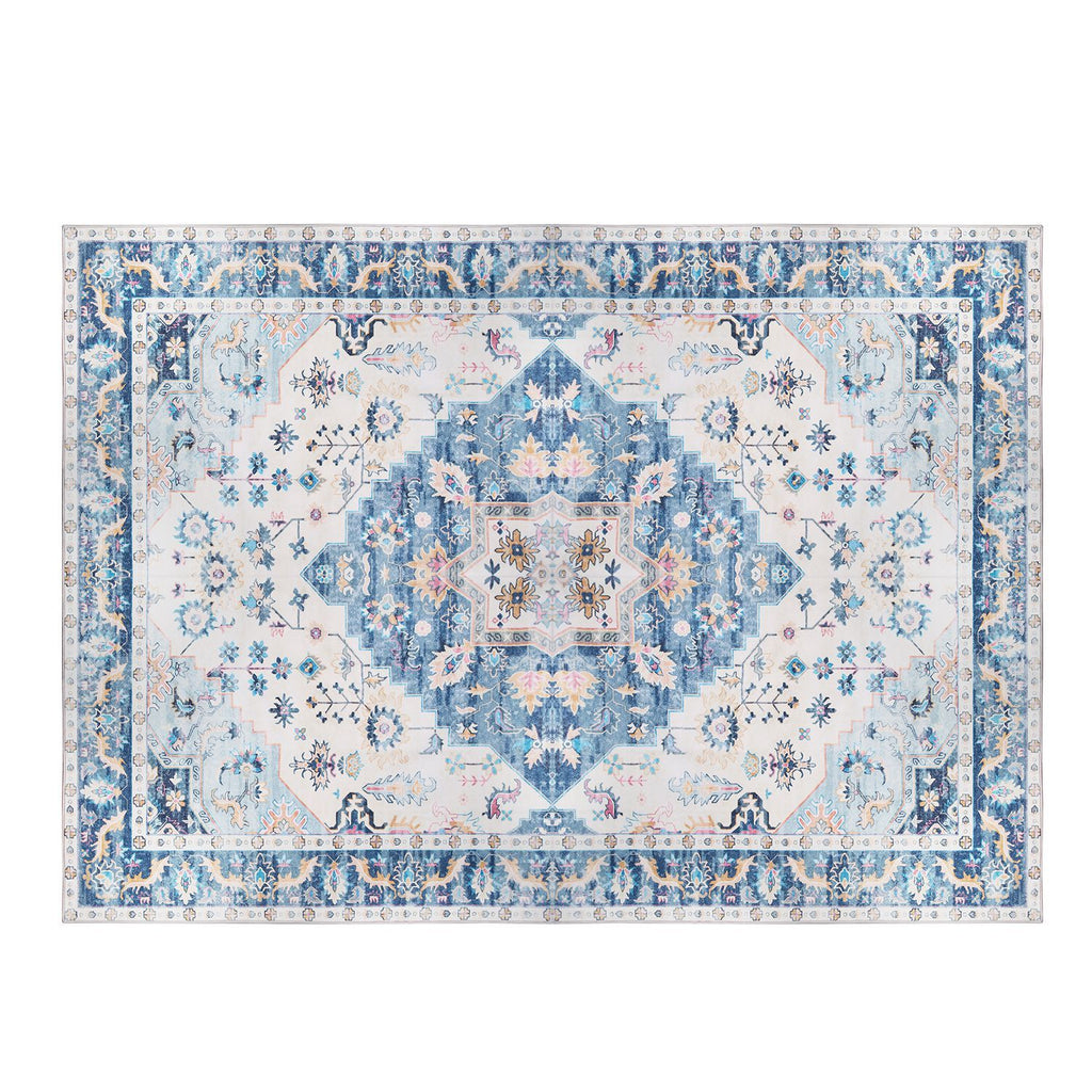 Vintage Area Rug Modern Non Slip Carpet Boho Low Pile Soft Rug Waterproof Machine Washable Rug for Living Room Bedroom Kitchen Dining Room Under Table