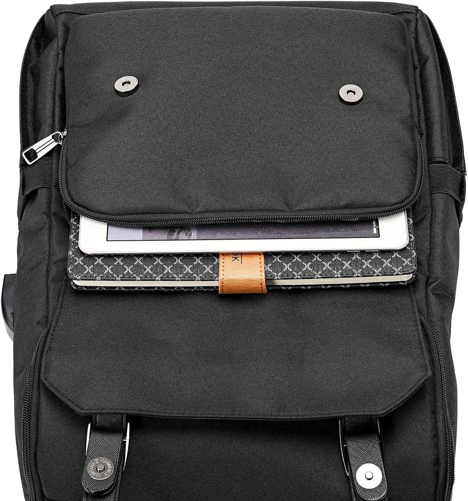 Vintage Backpack Travel Laptop Backpack with usb Charging Port for Women & Men College Backpack Fits 15.6 Inch Laptop Black
