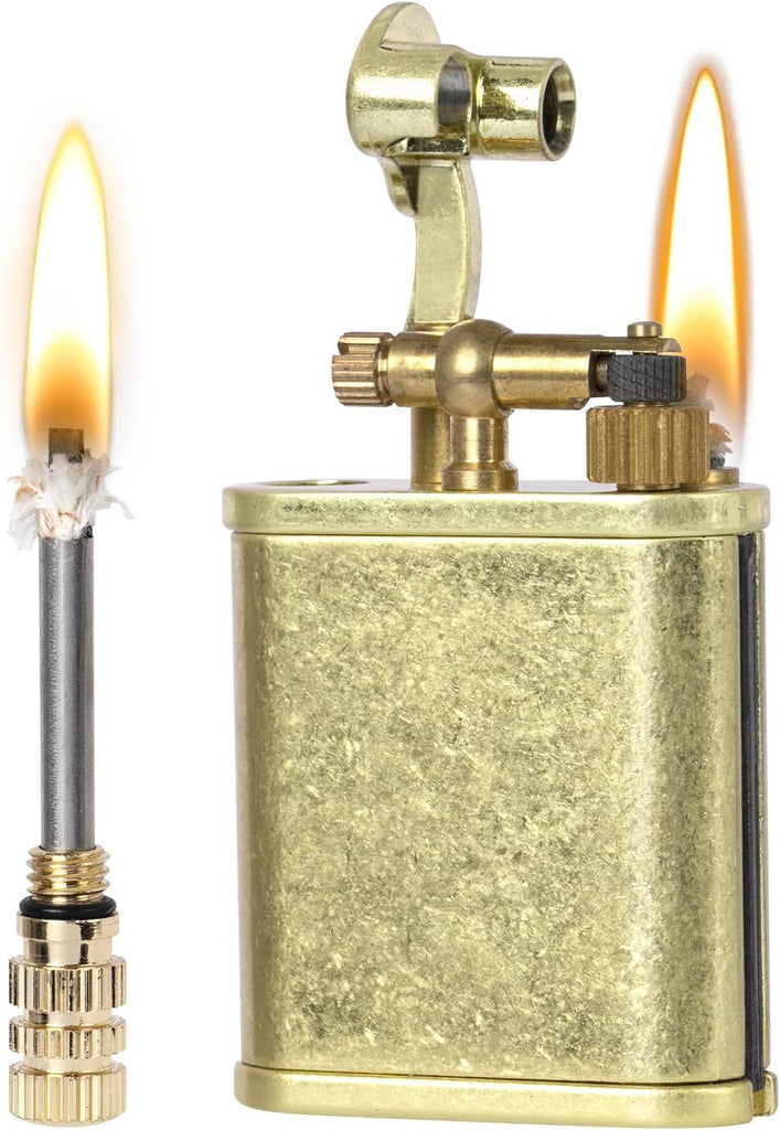 Vintage Trench Lighter, Permanent Match, Cool Pipe Lighter, Unique Metal Lighters, Antique Kerosene Lighters Fluid Refillable, Reusable Waterproof Forever Matches, Classic Gift for Men,Black