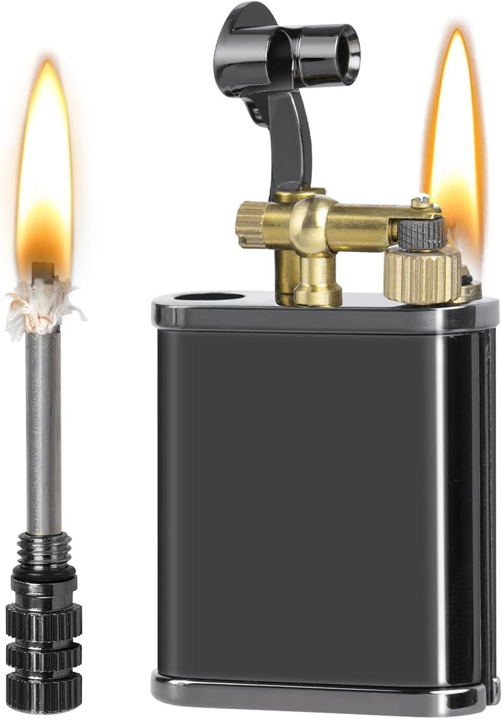 Vintage Trench Lighter, Permanent Match, Cool Pipe Lighter, Unique Metal Lighters, Antique Kerosene Lighters Fluid Refillable, Reusable Waterproof Forever Matches, Classic Gift for Men,Black