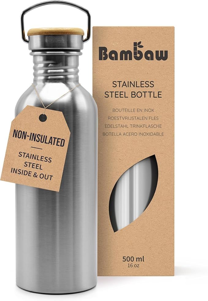 Water Bottle 500 ml Eco Non-Insulated Stainless Steel Sports Bottle BPA-Free
