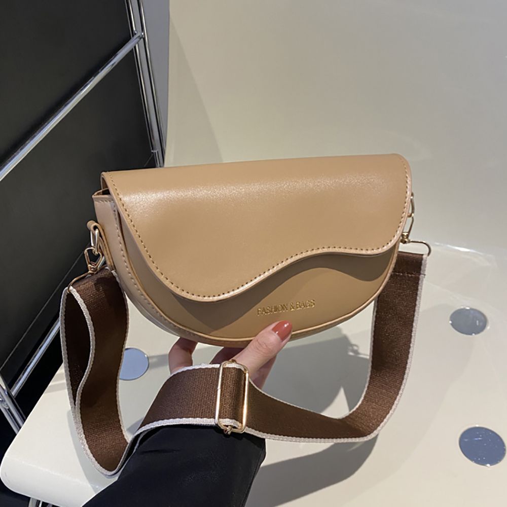 Wave Flap Saddle Bag, Mini Crossbody Bag with Adjustable Wide Webbing Strap, Minimalist Vintage Shoulder & Underarm Bag