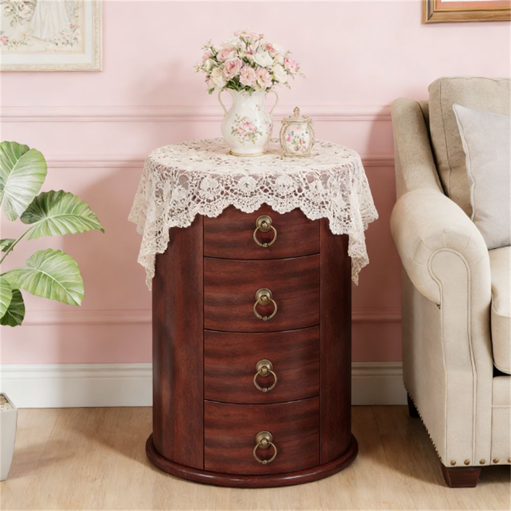 Wooden coffee table, circular side table, sofa table, bedside table